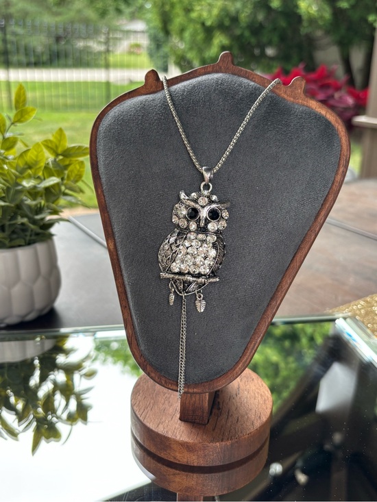 Jewelry - Silver Crystal Owl Pendant Necklace